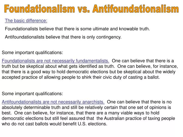 PPT Foundationalism vs. Antifoundationalism PowerPoint