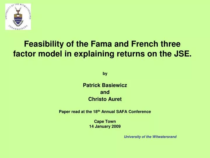 feasibility of the fama and french three factor model in explaining returns on the jse