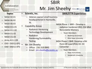 SBIR Mr. Jim Sheehy