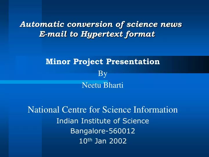 automatic conversion of science news e mail to hypertext format