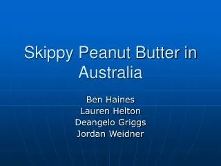 Skippy Peanut Butter in Australia