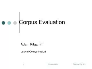 Corpus Evaluation