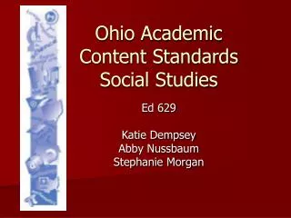 Ohio Academic Content Standards Social Studies