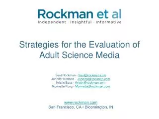 Strategies for the Evaluation of Adult Science Media