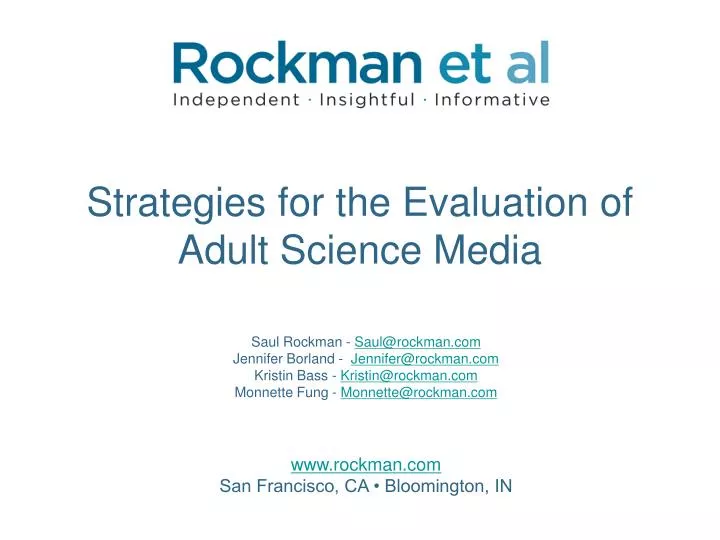 strategies for the evaluation of adult science media