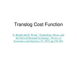 Translog Cost Function