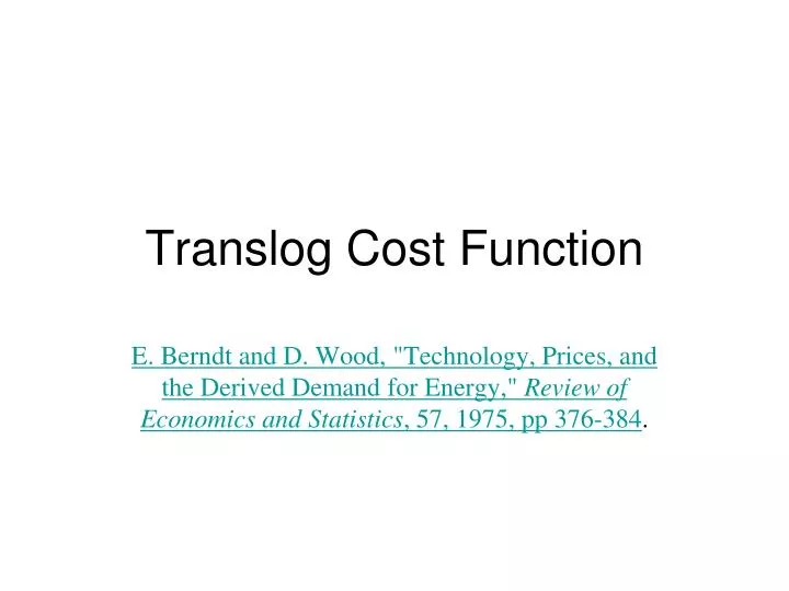 translog cost function