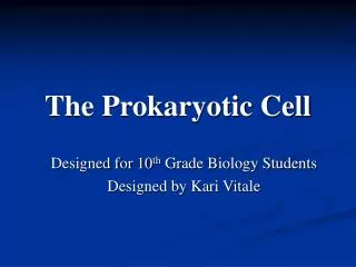 The Prokaryotic Cell