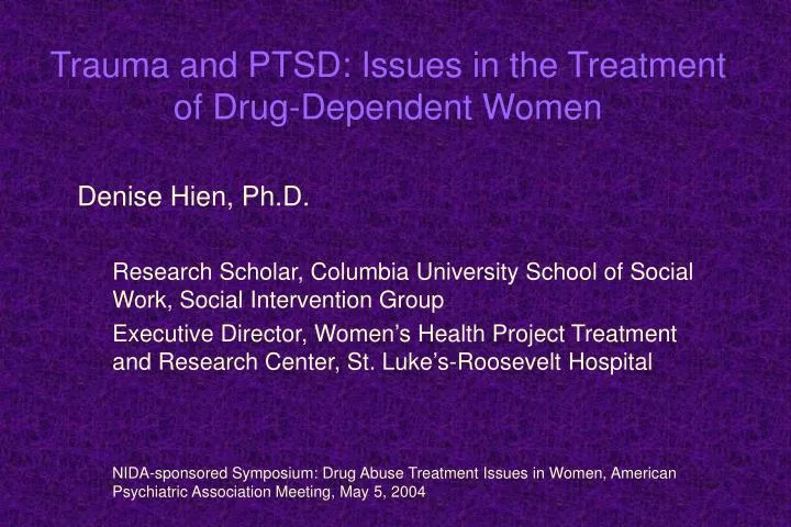 trauma and ptsd issues in the treatment of drug dependent women