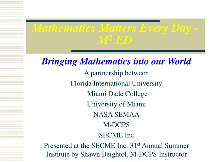 mathematics matters every day m 2 ed