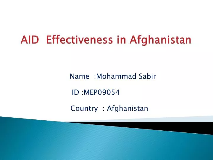 aid effectiveness in afghanistan