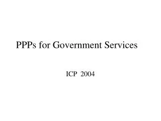 PPPs for Government Services