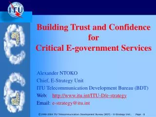 Building Trust and Confidence for Critical E-government Services