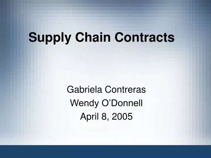 supply chain contracts
