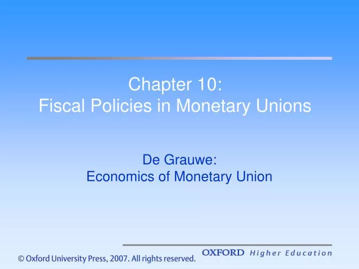 chapter 10 fiscal policies in monetary unions