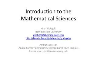 Introduction to the Mathematical Sciences