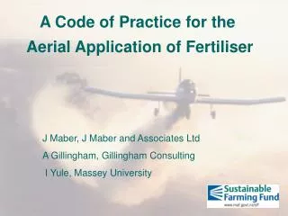A Code of Practice for the Aerial Application of Fertiliser