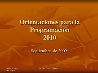 Orientaciones para la Programación 2010