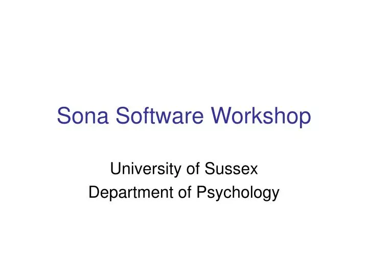 sona software workshop