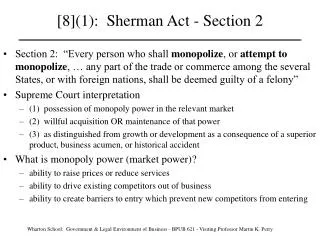 [8](1): Sherman Act - Section 2