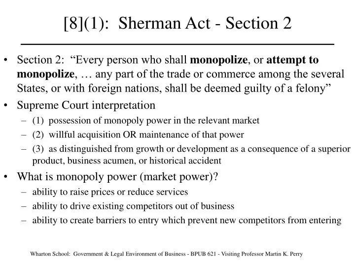 8 1 sherman act section 2
