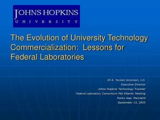 The Evolution of University Technology Commercialization: Lessons for Federal Laboratories