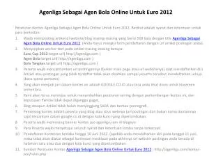 Agenliga Sebagai Agen Bola Online Untuk Euro 2012
