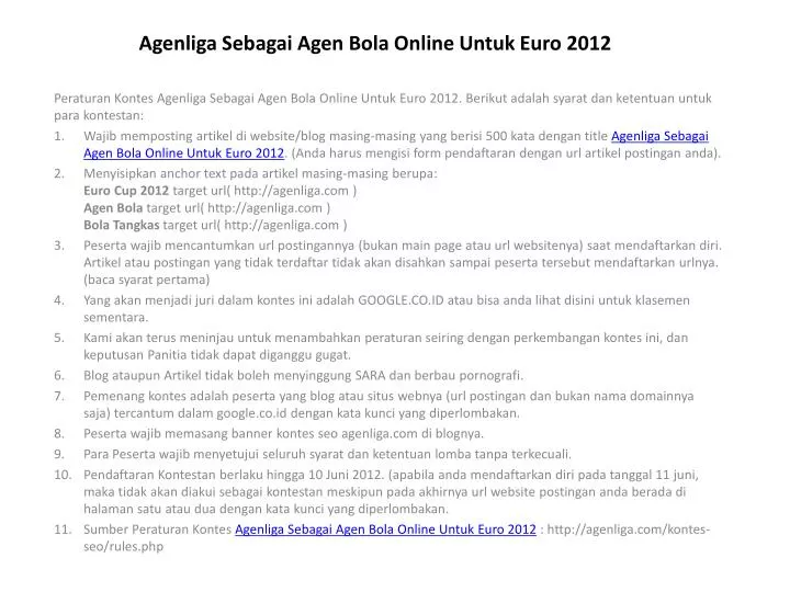 agenliga sebagai agen bola online untuk euro 2012