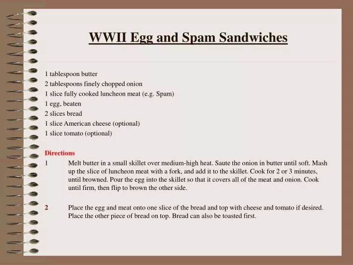 wwii egg and spam sandwiches