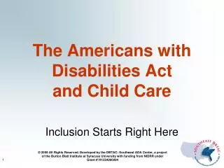 The Americans with Disabilities Act and Child Care