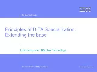Principles of DITA Specialization: Extending the base