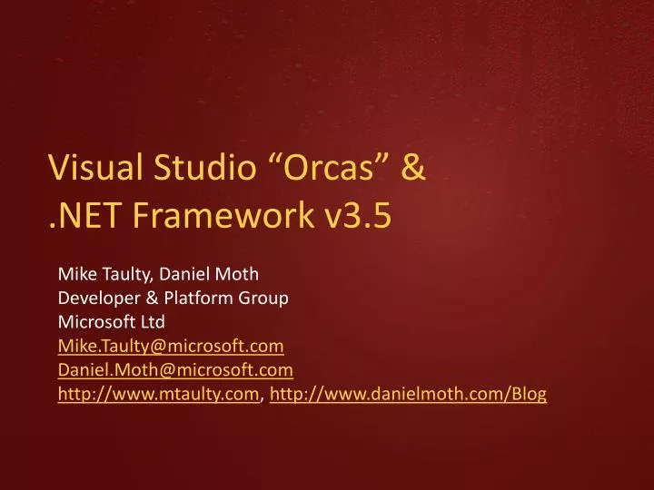 visual studio orcas net framework v3 5