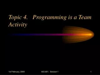 Topic 4. Programming is a Team Activity