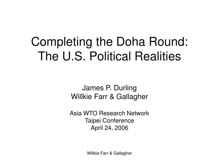 completing the doha round the u s political realities