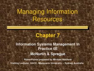 Managing Information Resources
