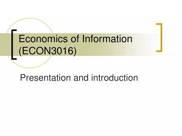 economics of information econ3016