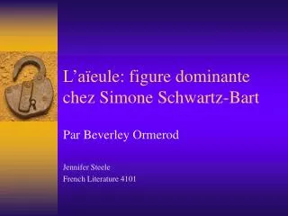 l a eule figure dominante chez simone schwartz bart