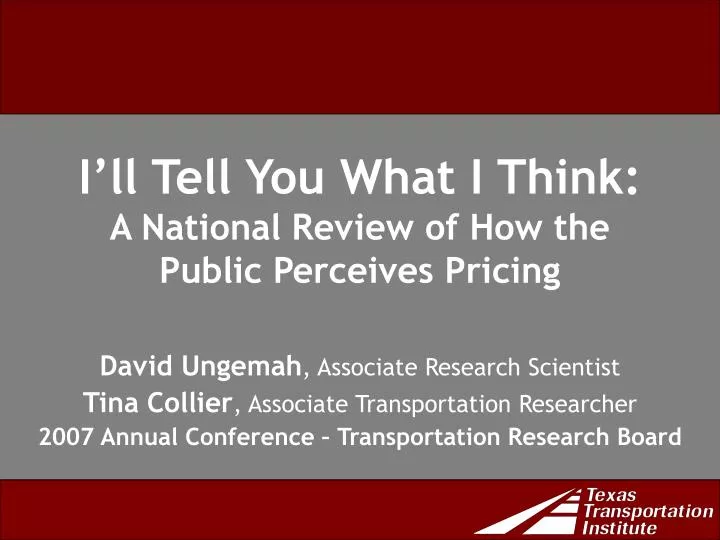 i ll tell you what i think a national review of how the public perceives pricing