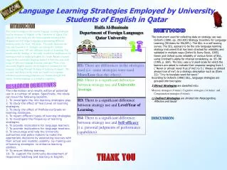 Language Learning Strategies Employed by University Students of English in Qatar