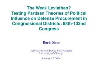 The Weak Leviathan? Testing Partisan Theories of Political Influence on Defense Procurement in Congressional Districts: