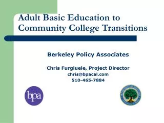 Adult Basic Education to Community College Transitions
