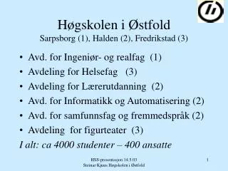 Høgskolen i Østfold Sarpsborg (1), Halden (2), Fredrikstad (3)