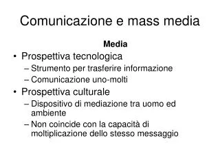 Comunicazione e mass media