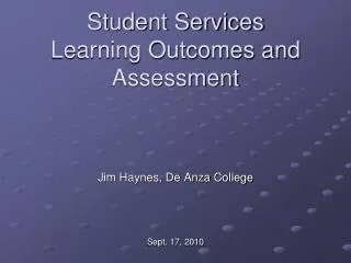 Student Services Learning Outcomes and Assessment