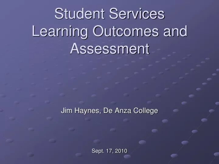 student services learning outcomes and assessment