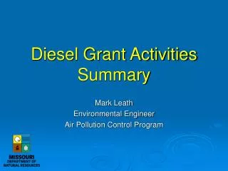 Diesel Grant Activities Summary