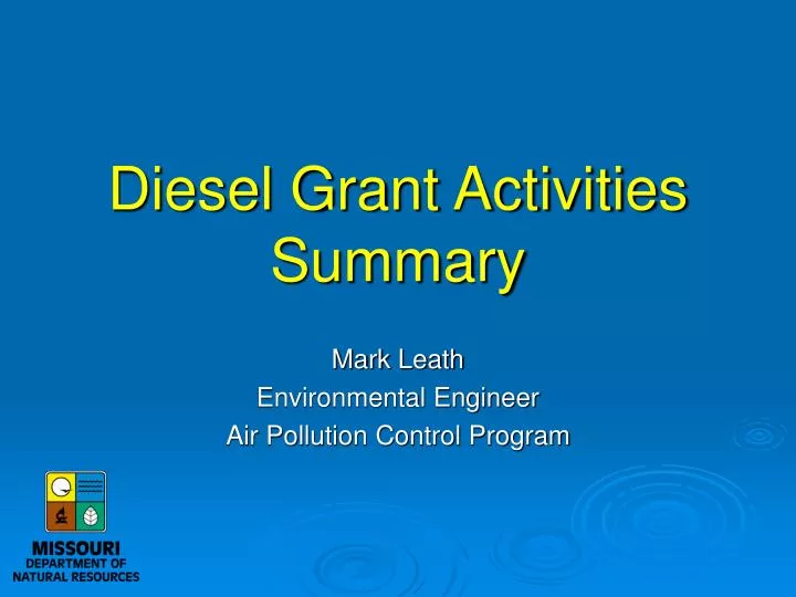 diesel grant activities summary