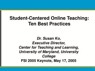Student-Centered Online Teaching: Ten Best Practices