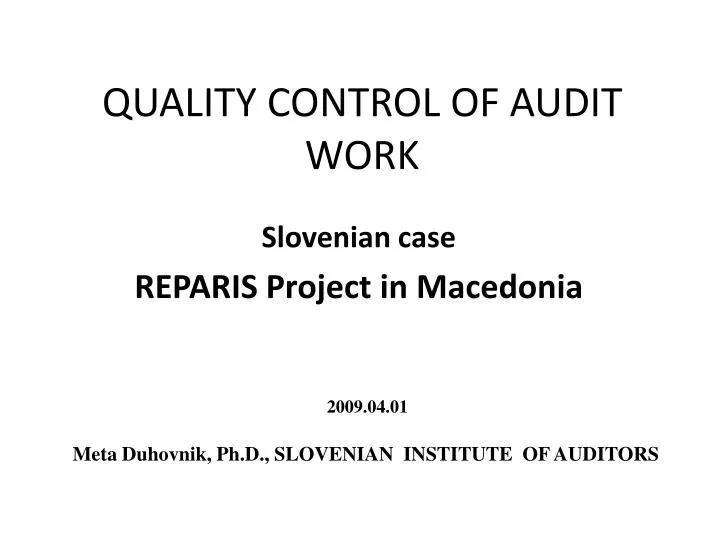 quality control of audit work
