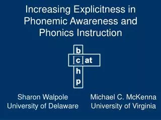 Increasing Explicitness in Phonemic Awareness and Phonics Instruction